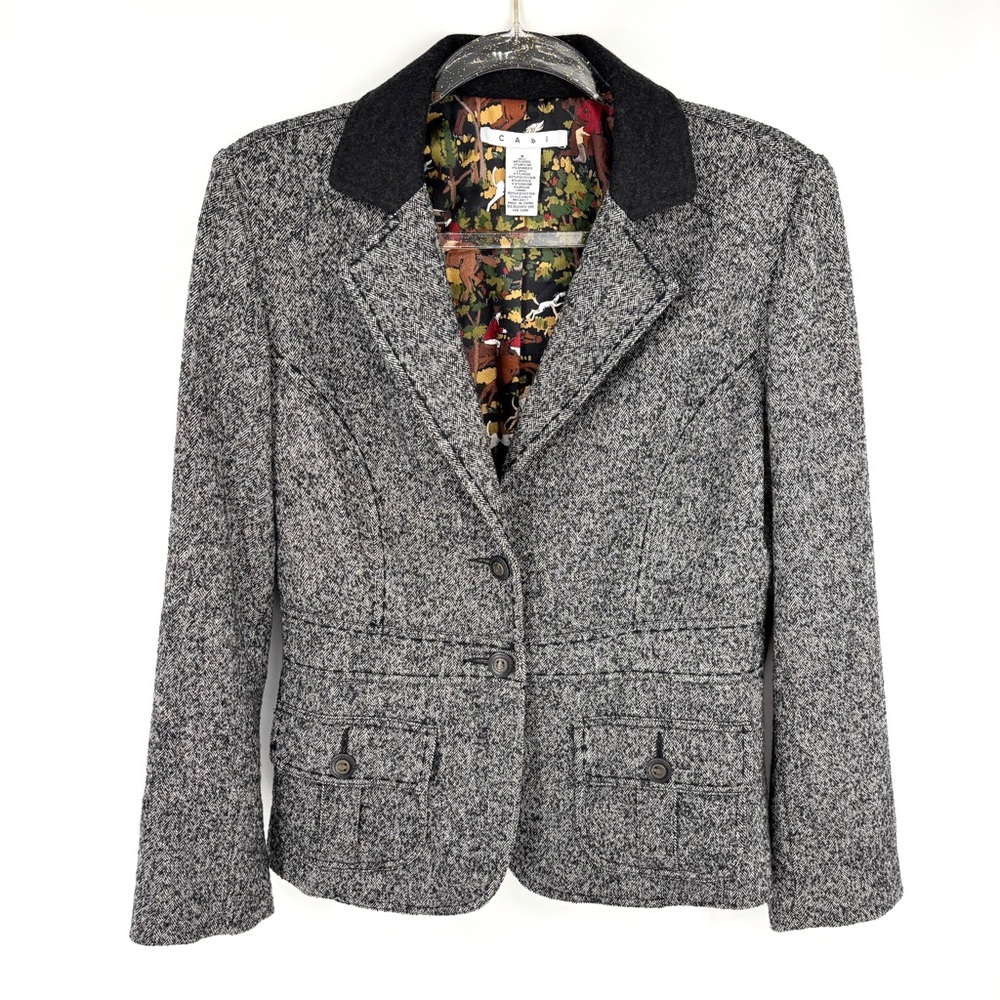 Cabi Fox Hunt Equestrian Tweed‎ Blazer Size 8 Style 629
